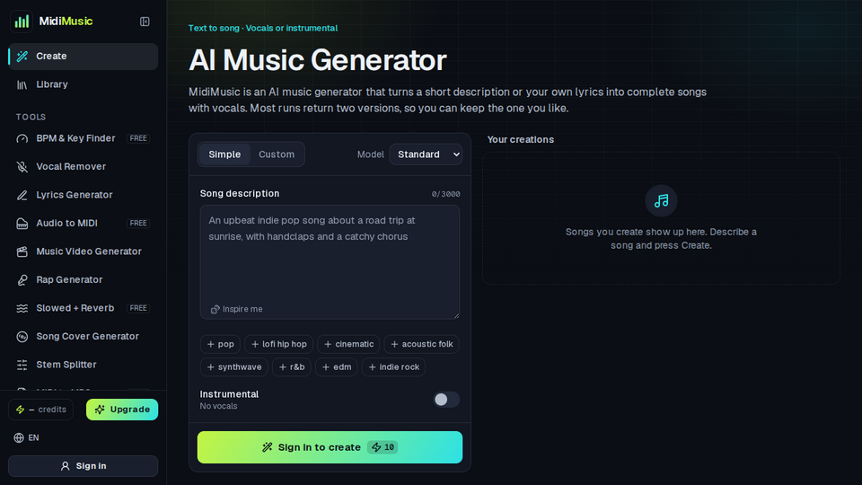 Screenshot of MidiMusic