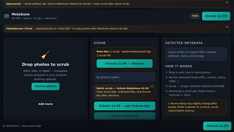 Screenshot of MetaGone