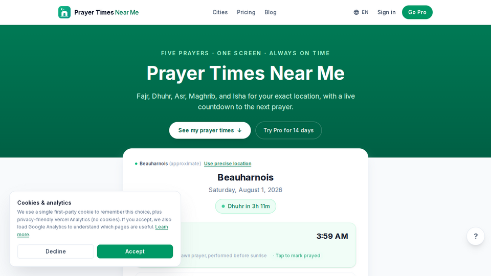 Screenshot of Prayer Times Near Me