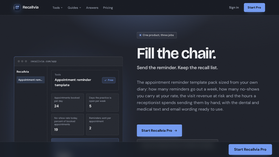 Screenshot of Recallvia