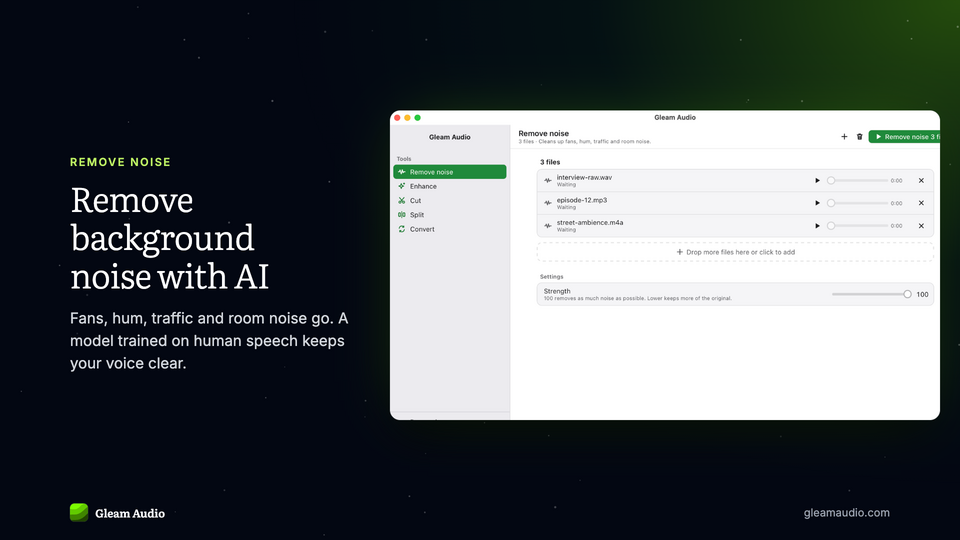 Screenshot of Gleam Audio