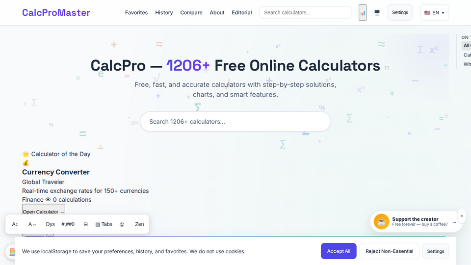 Screenshot of CalcProMaster