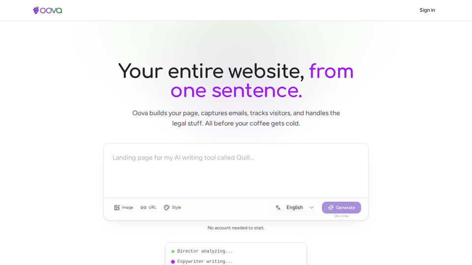 Screenshot of Oova.ai