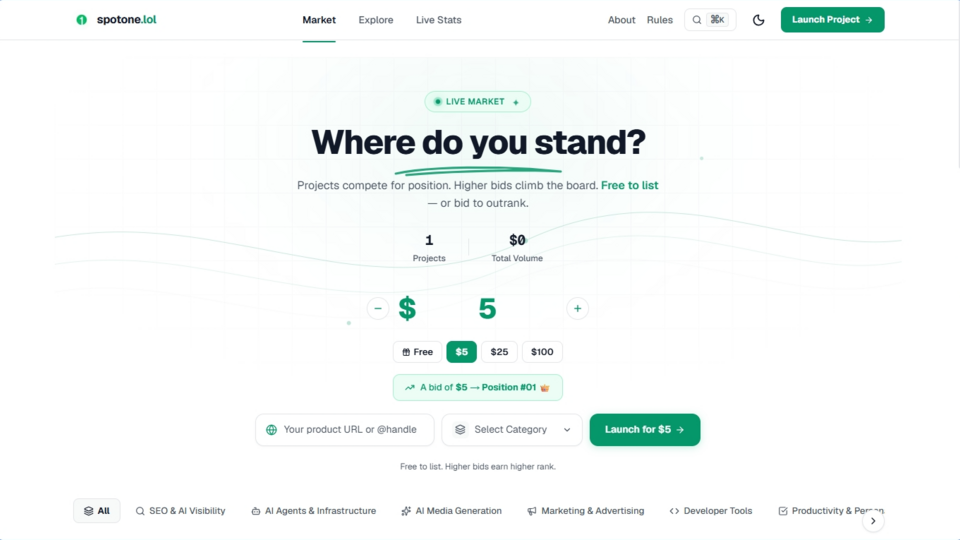 Screenshot of SpotOne
