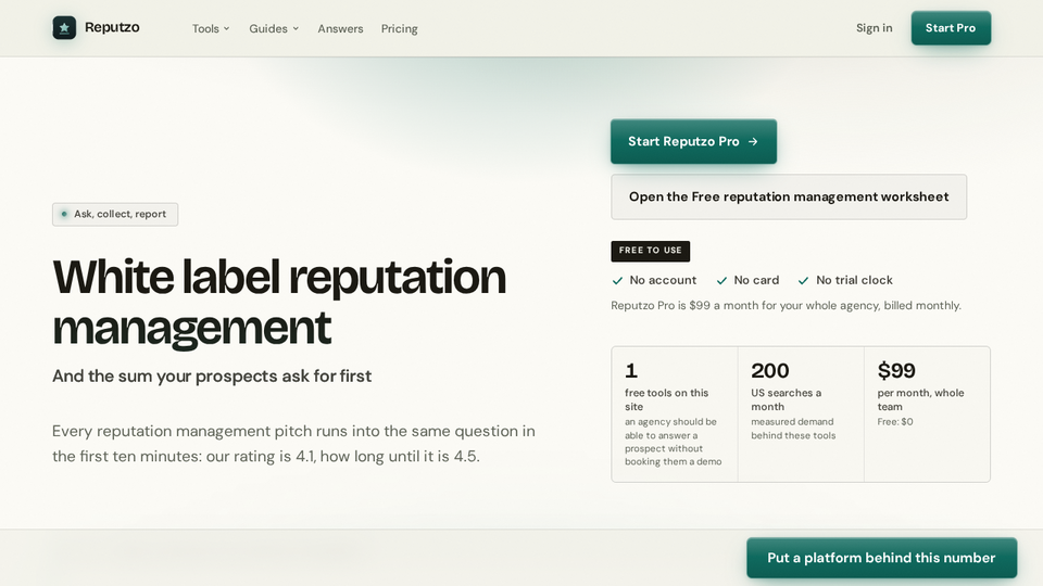 Screenshot of Reputzo
