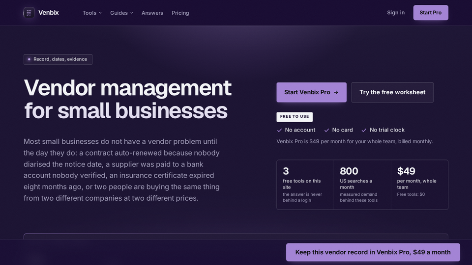Screenshot of Venbix