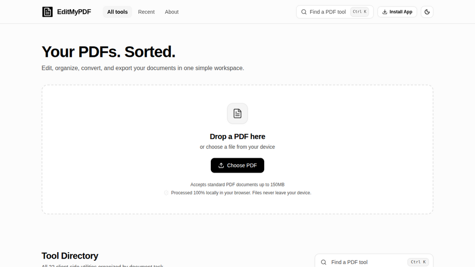 Screenshot of EditMyPDF
