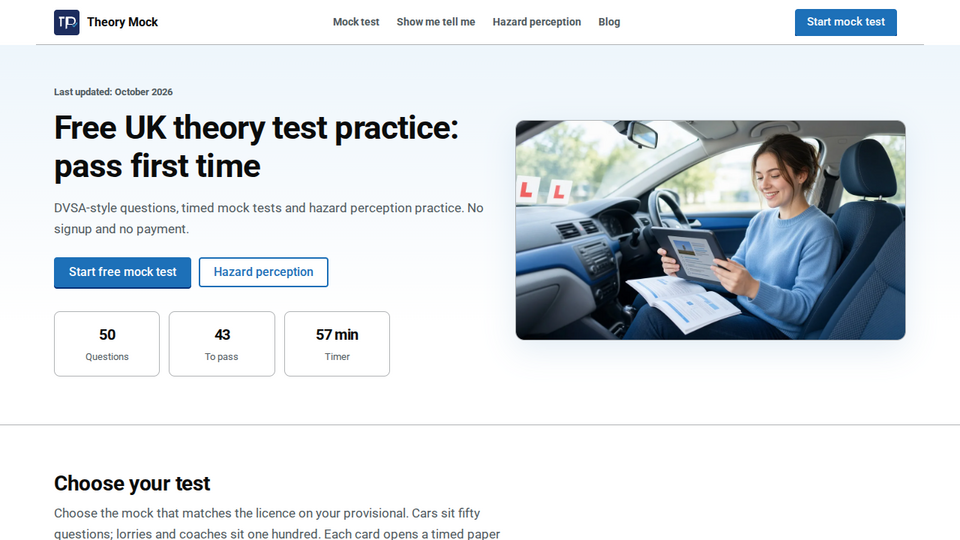 Screenshot of Theory Mock