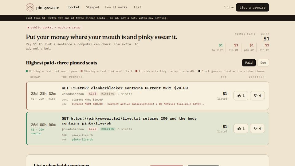 Screenshot of Pinkyswear
