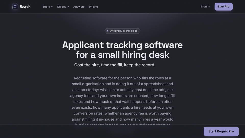 Screenshot of Reqnix