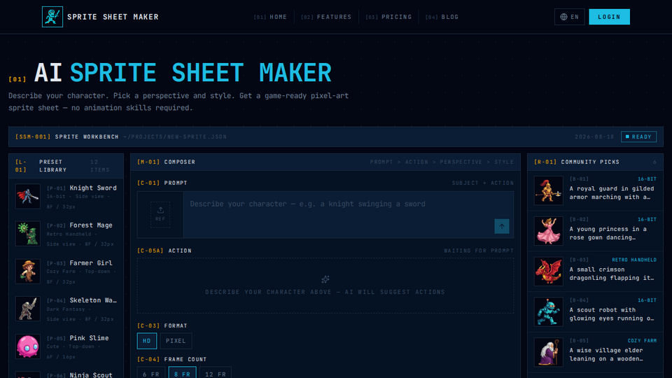 Screenshot of AI Sprite Sheet Maker