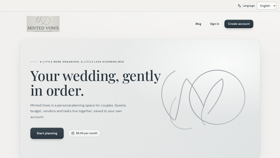 Screenshot of Minted Vows