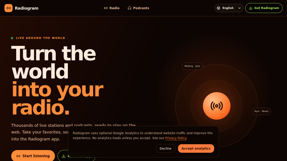 Screenshot of Radiogram