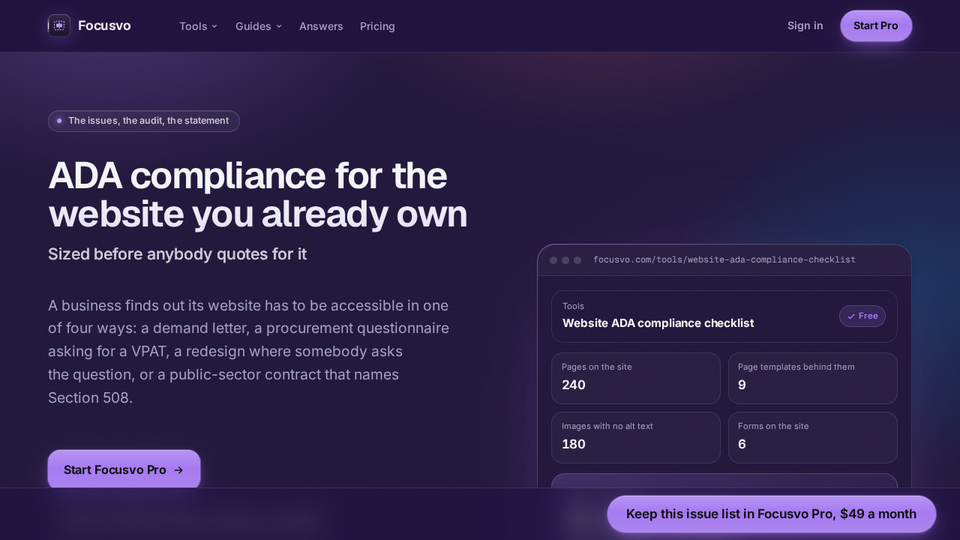 Screenshot of Focusvo