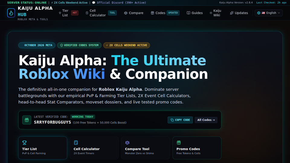 Screenshot of Kaiju Alpha Hub