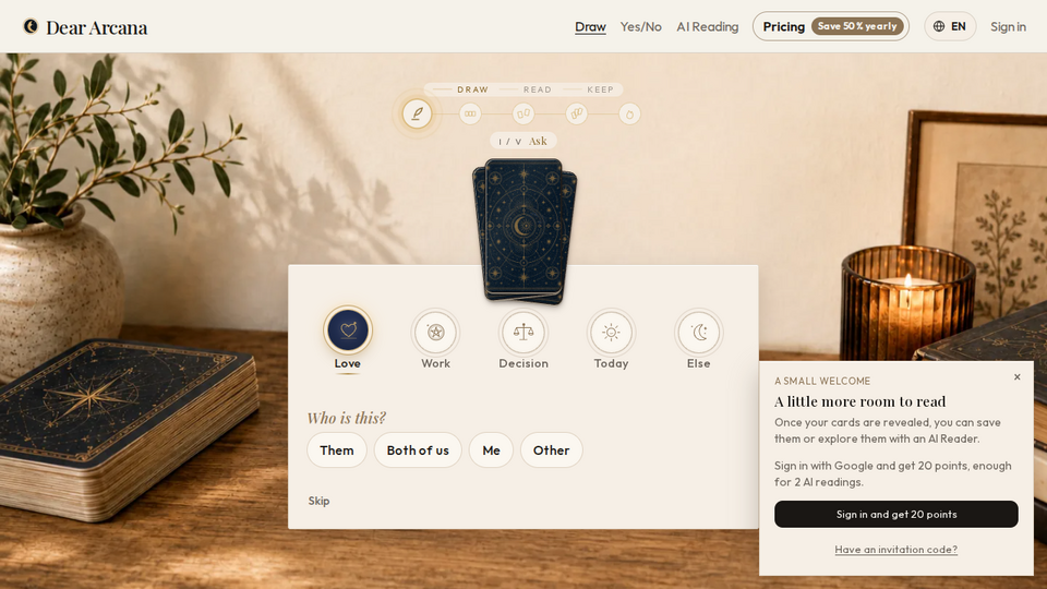 Screenshot of Dear Arcana
