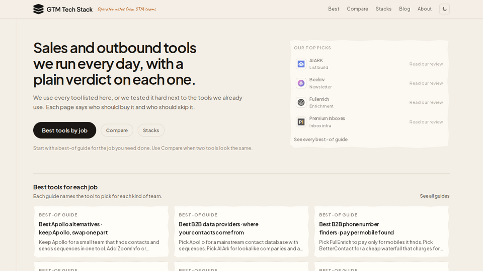 Screenshot of GTM Tech Stack