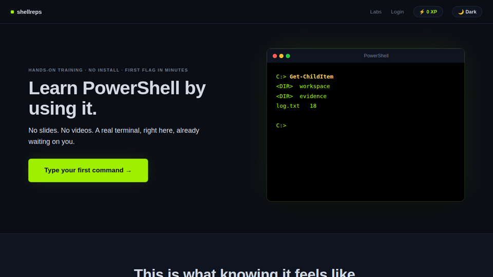 Screenshot of Shell Reps