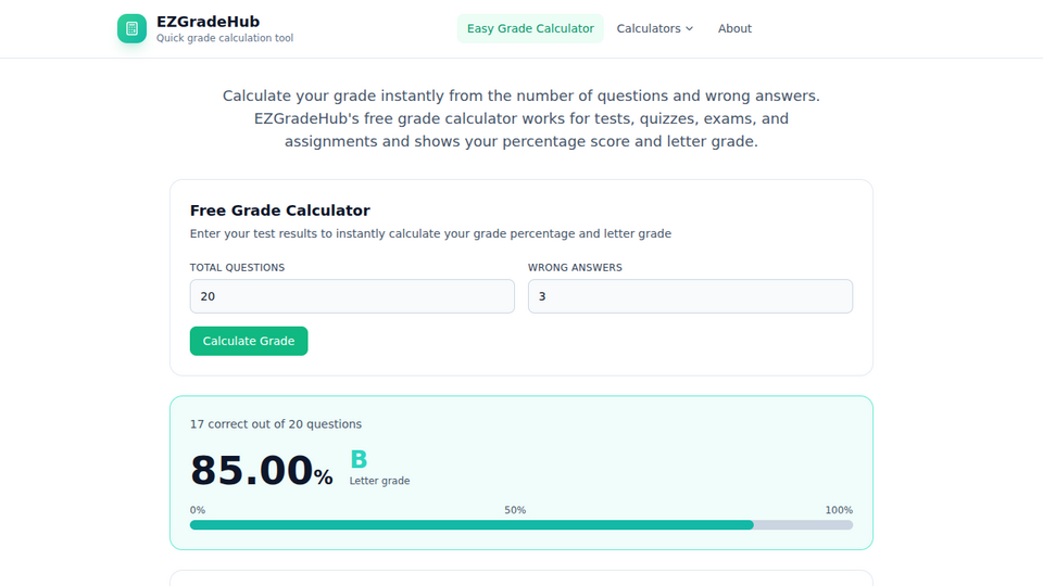 Screenshot of EZGradeHub