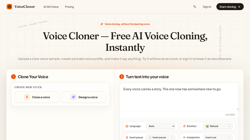 Screenshot of VoiceCloner