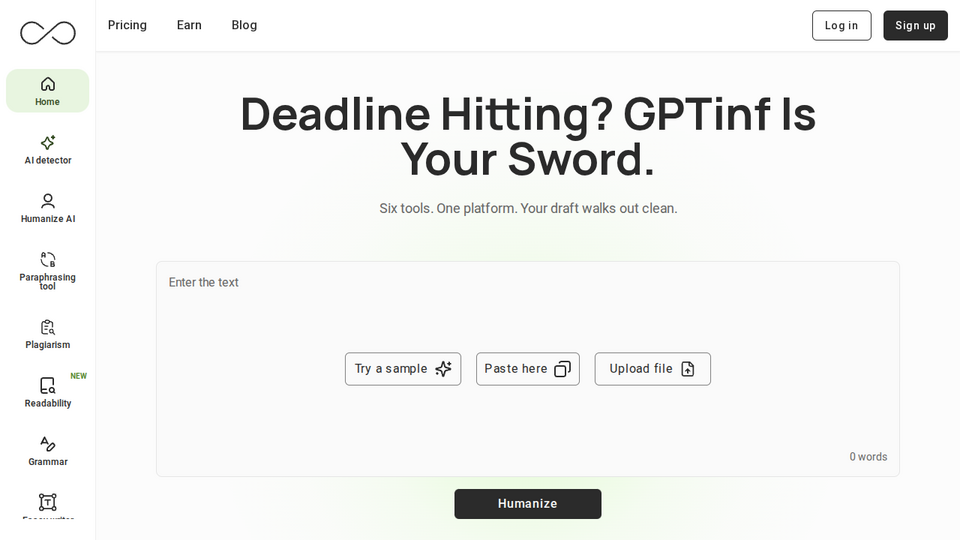 Screenshot of GPTinf