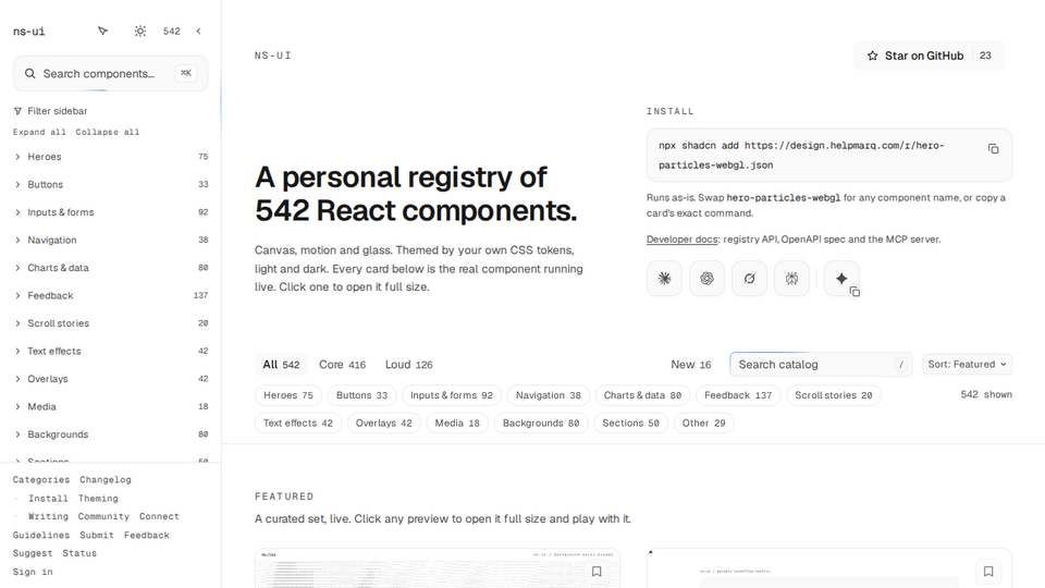Screenshot of NS UI