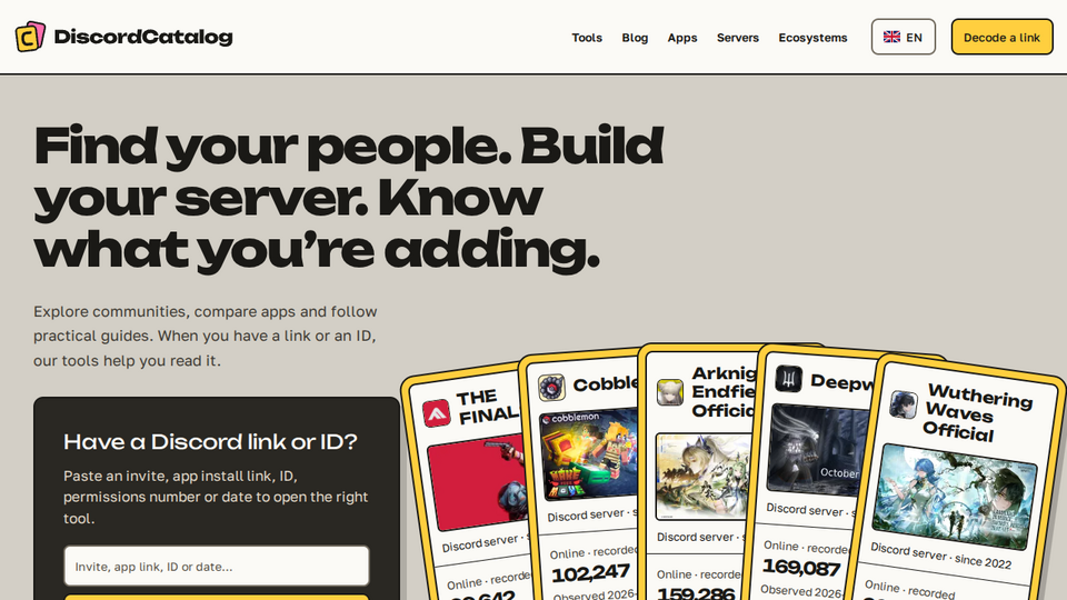 Screenshot of DiscordCatalog