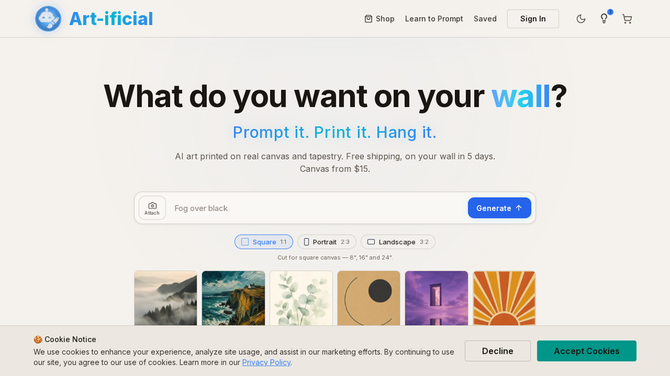 Screenshot of Art-ificial