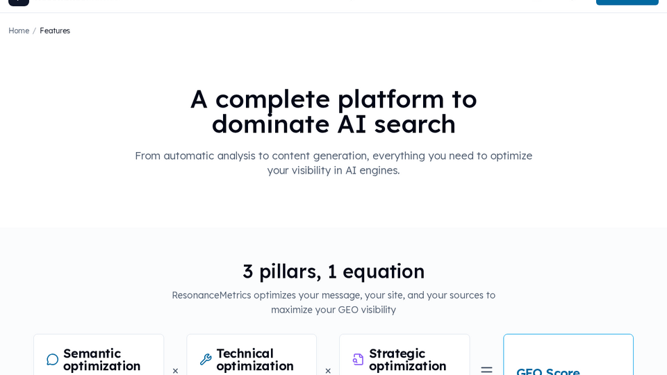 Screenshot of ResonanceMetrics