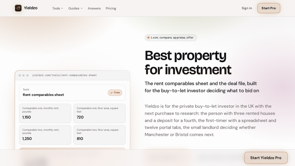 Screenshot of Yieldzo