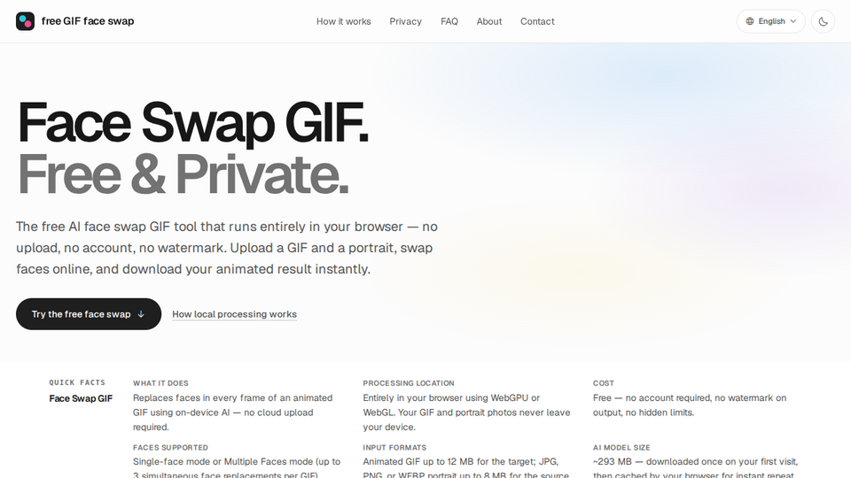 Screenshot of Free GIF Face Swap