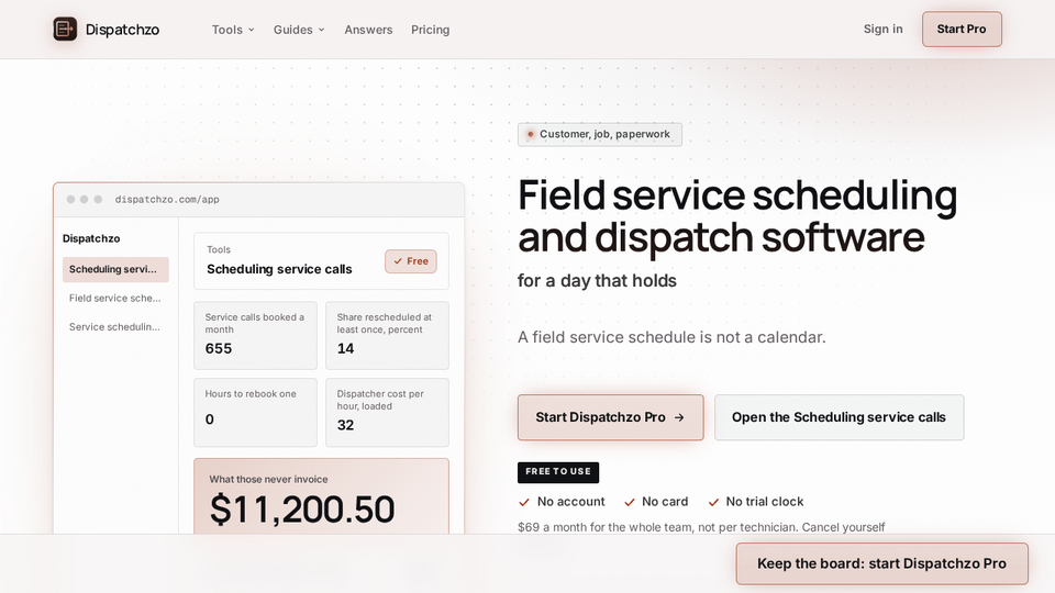 Screenshot of Dispatchzo