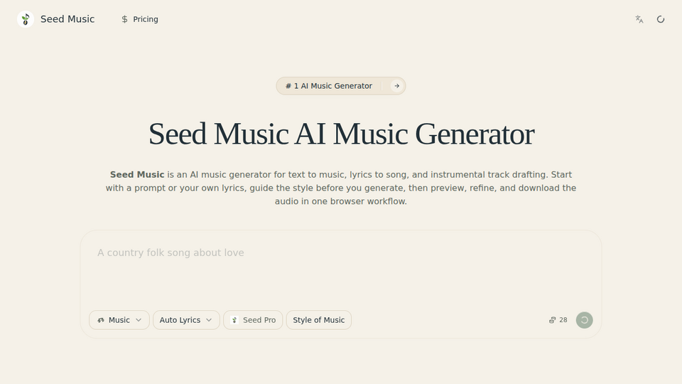 Screenshot of Seed Music