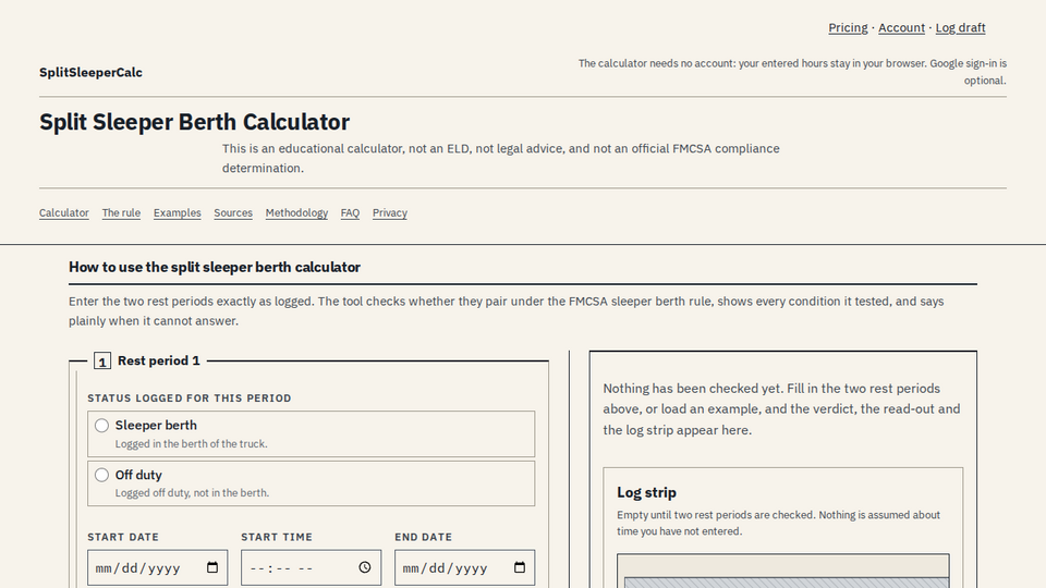 Screenshot of SplitSleeperCalc