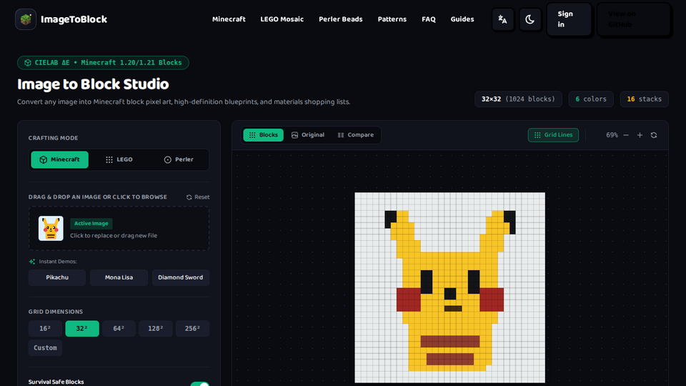 Screenshot of ImageToBlock