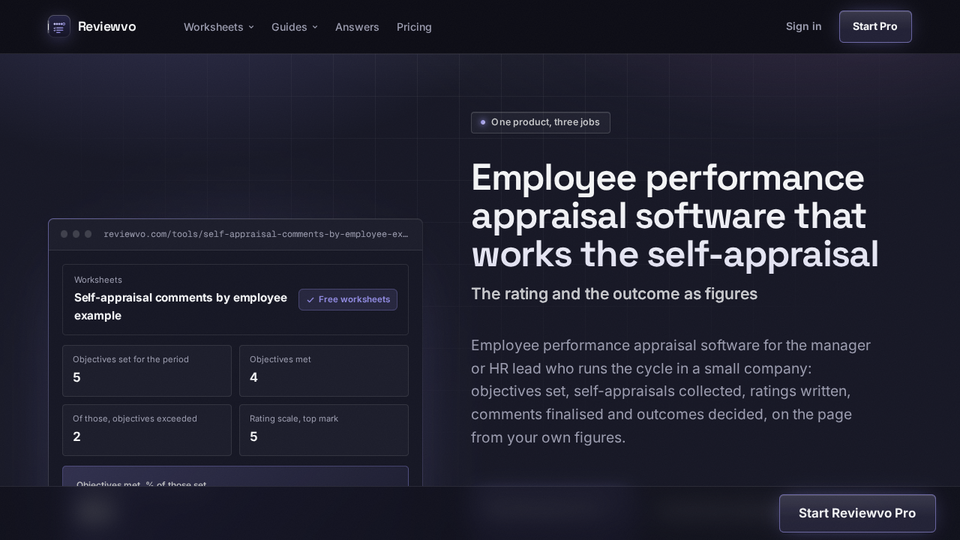 Screenshot of Reviewvo