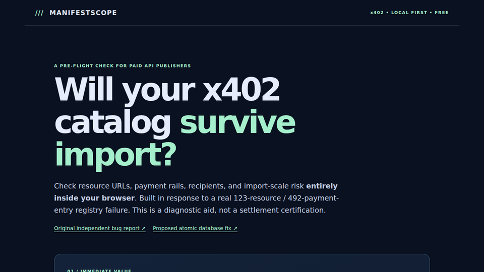 Screenshot of ManifestScope