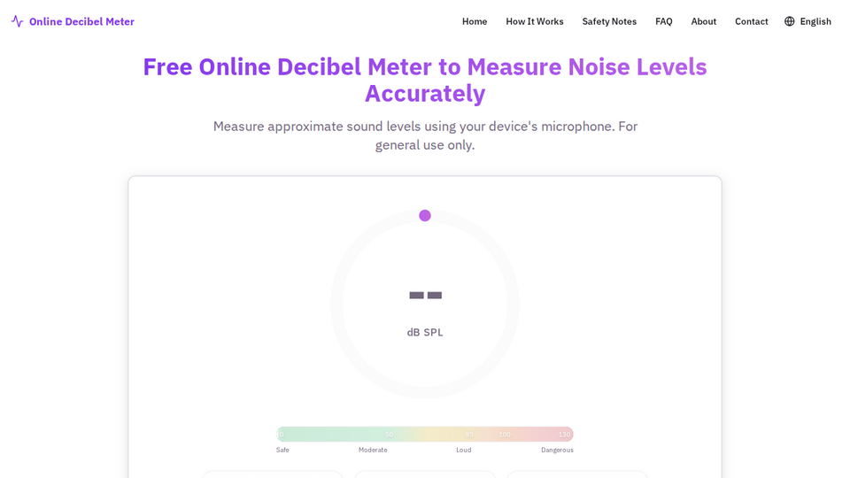 Screenshot of Online Decibel Meter