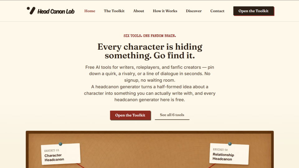 Screenshot of HeadcanonLab