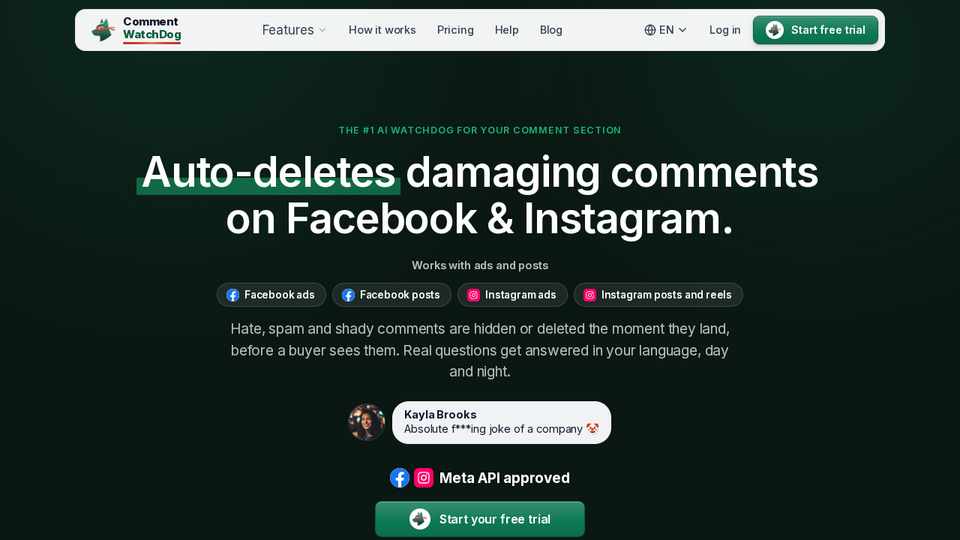 Screenshot of Comment WatchDog