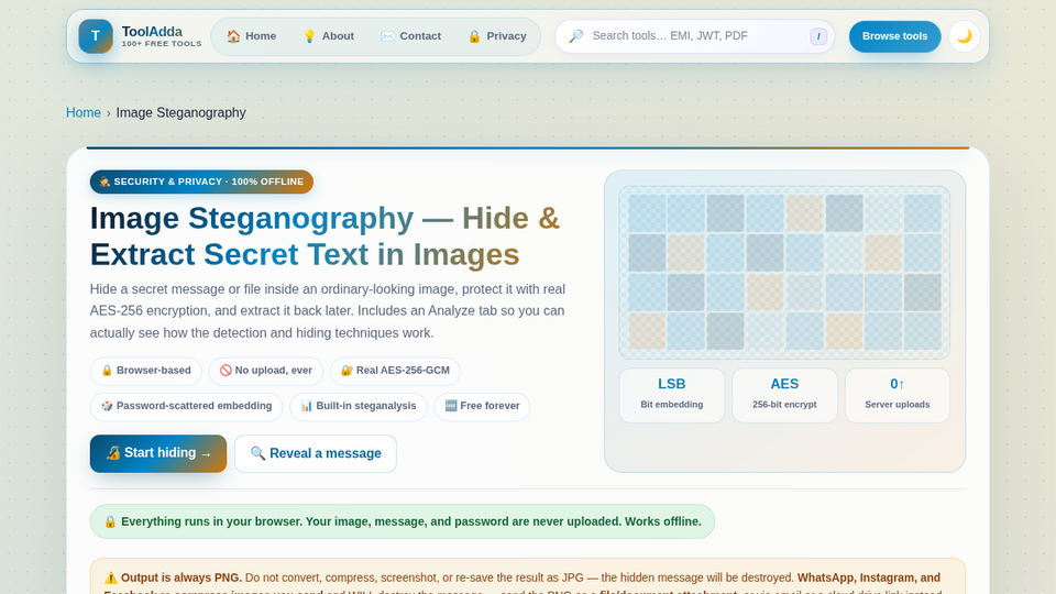 Screenshot of Image Steganography