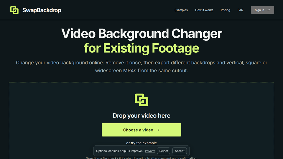 Screenshot of SwapBackdrop