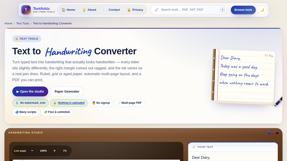 Screenshot of ToolAdda