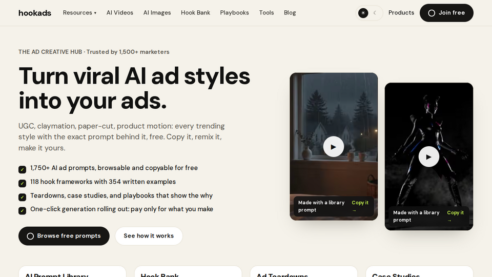 Screenshot of HookAds