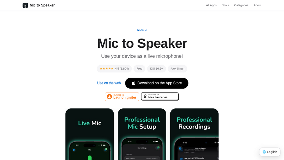 Screenshot of Mic to Speaker
