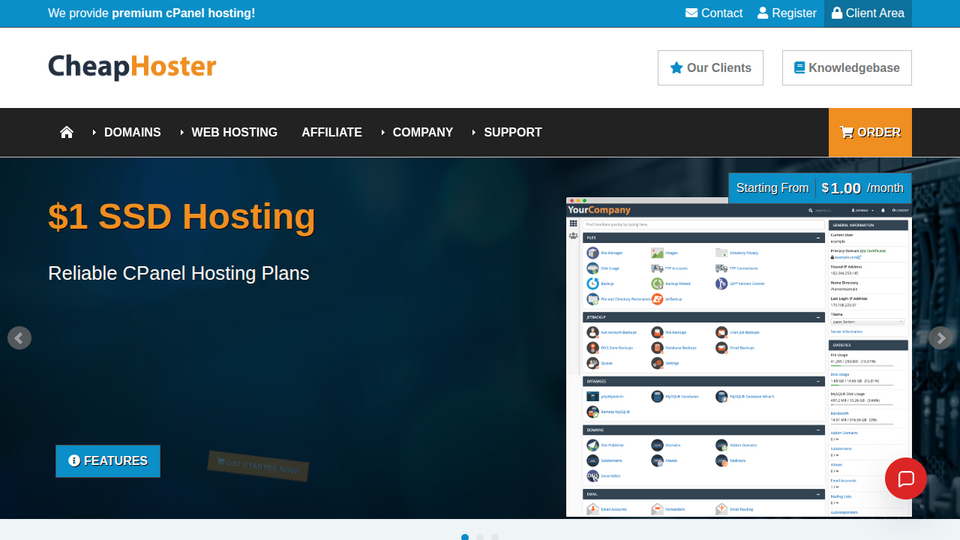 Screenshot of CheapHoster