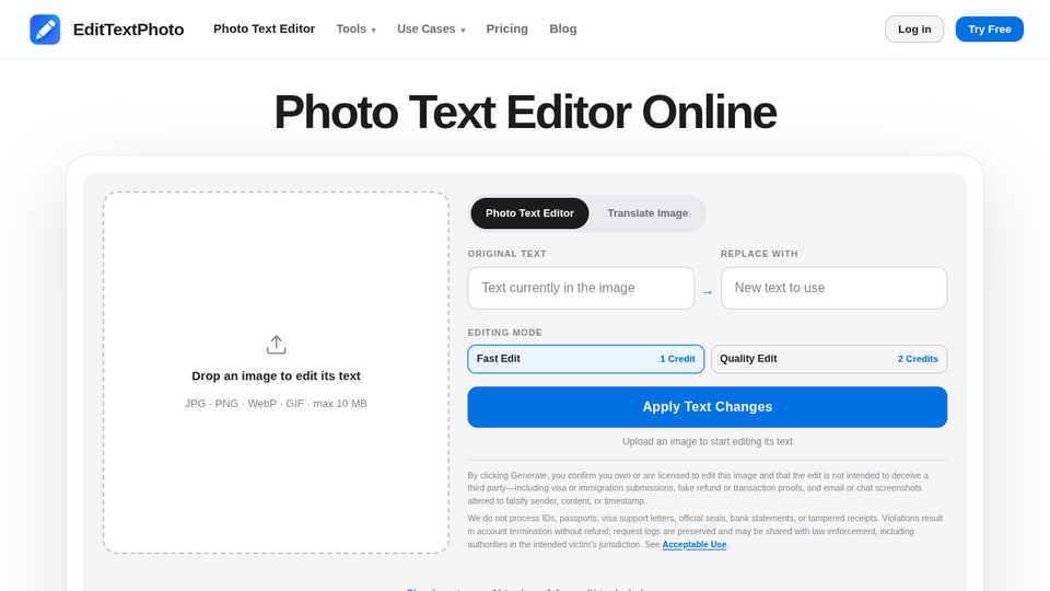 Screenshot of EditTextPhoto