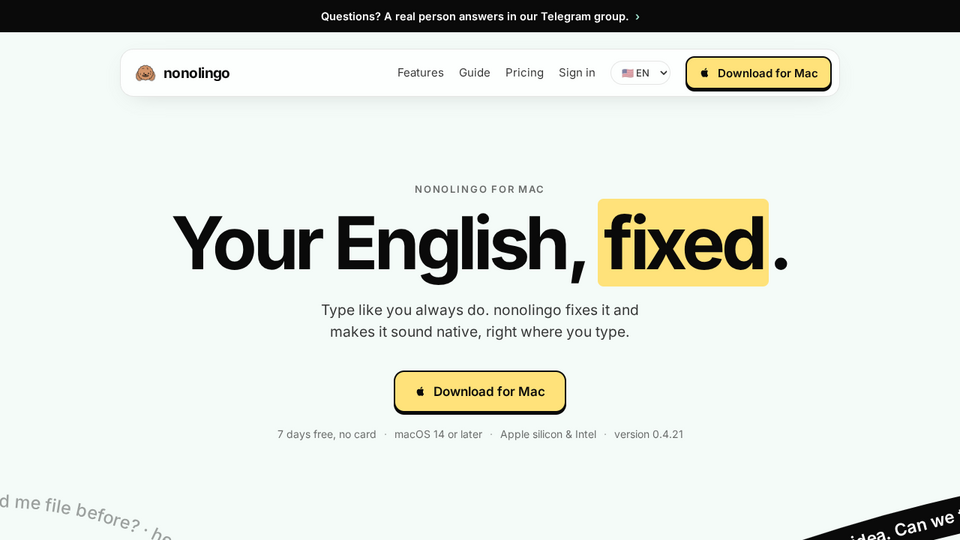 Screenshot of nonolingo
