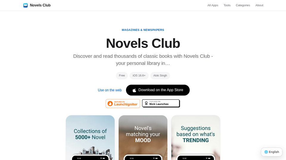 Screenshot of Novels Club