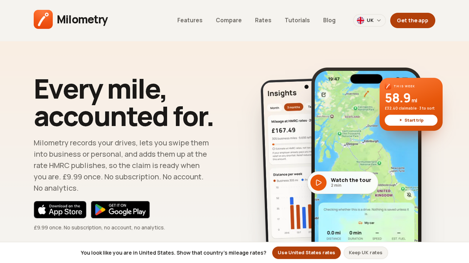 Screenshot of Milometry